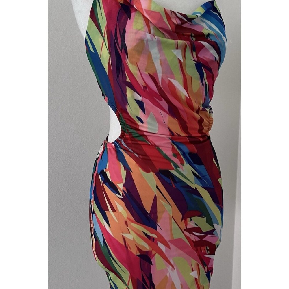 Blanc Clothingsexy mesh bodycon mini dress size large open back & sides stretch - Picture 1 of 11